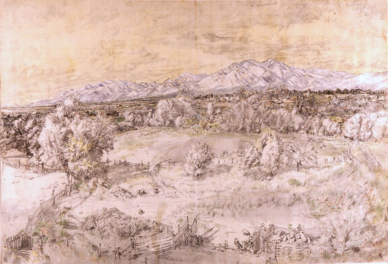 Taos Document Drawing for Ranchos De Taos Oil  Painting By Siegfried Hahn